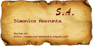 Simonics Asszunta névjegykártya